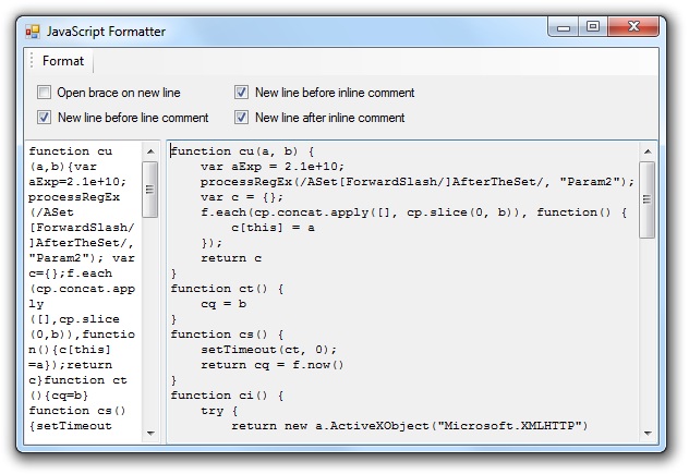 javascript formatter